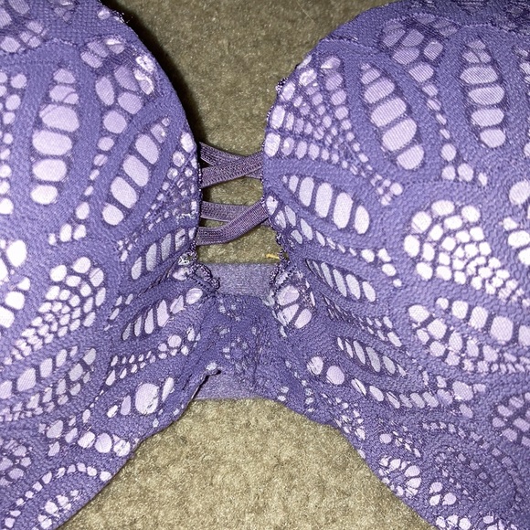 Victoria’s Secret Dream Angels purple Lace Overlay push up bra w/ lace up detail - Picture 2 of 6